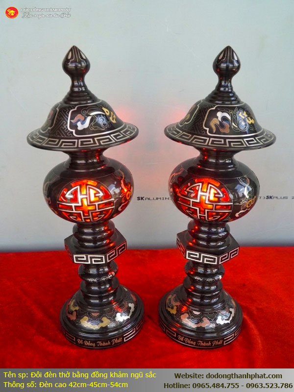 Đèn thờ khảm ngũ sắc chữ Thọ - Biểu tượng của sức khỏe và sự trường thọ