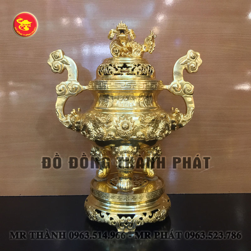 Đỉnh đồng mạ vàng 9999 cao 40 cm