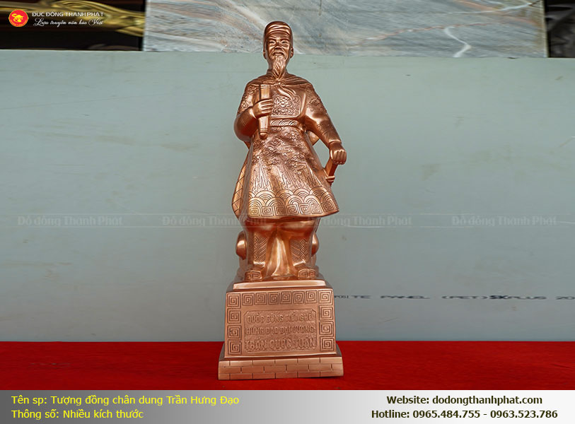 Pho tượng đồng Hưng Đạo Vương Trần Quốc Tuấn đúc thủ công nguyên khối thần thái uy nghi