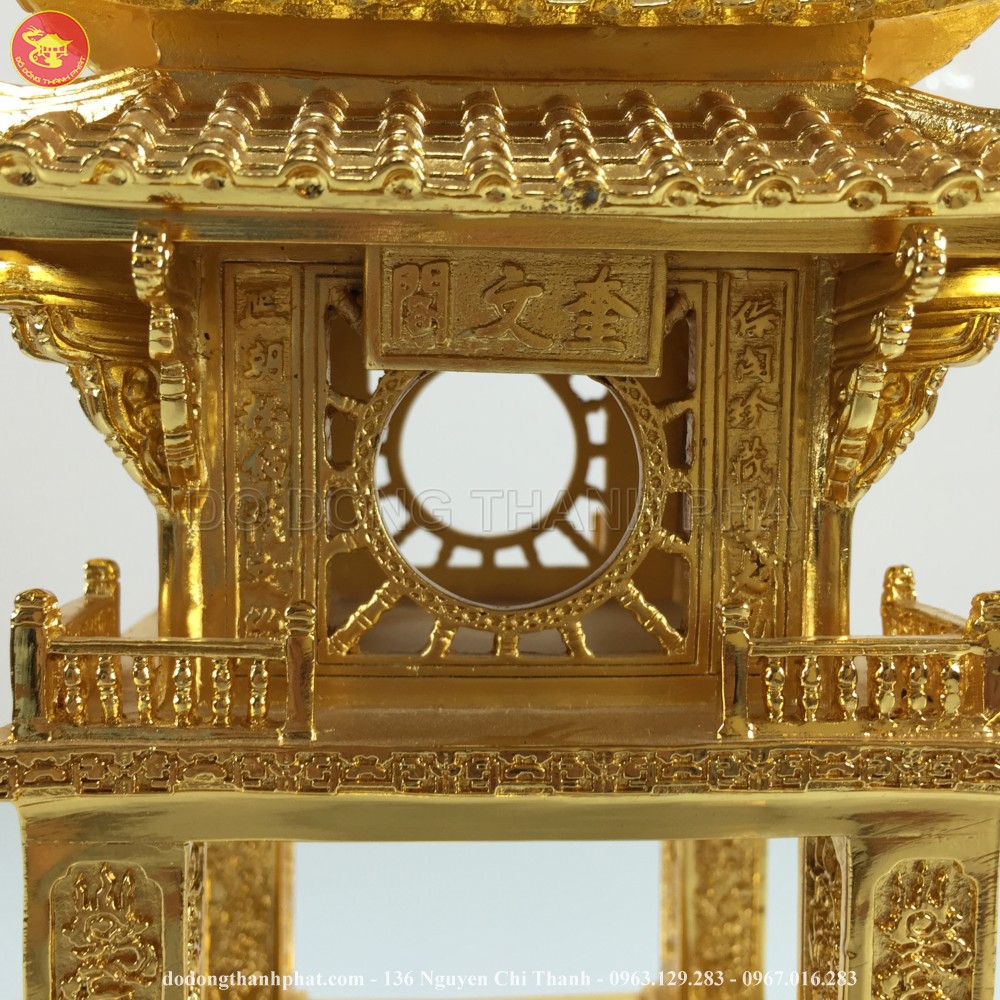 khuê văn các bằng đồng dát vàng 9999