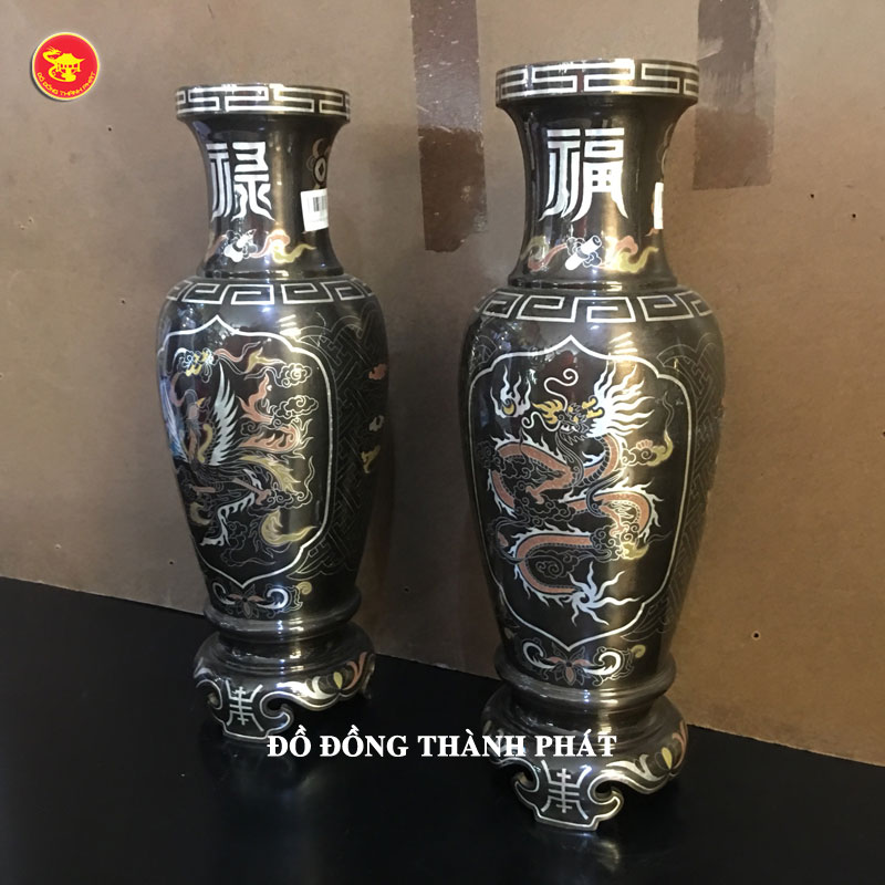 Lọ lục bình long phượng khảm tam khí