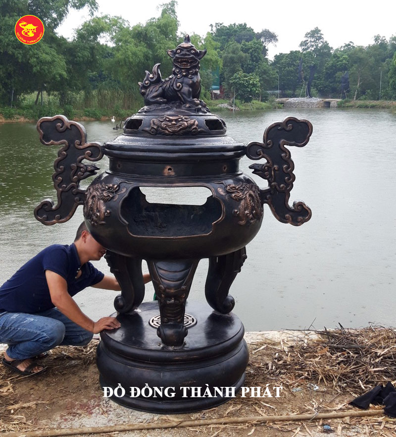 Lư Hóa Vàng Mã Bằng Đồng Hun giả cổ Để Ngoài Trời