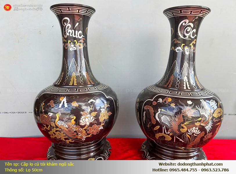 Lọ củ tỏi khảm ngũ sắc 50cm