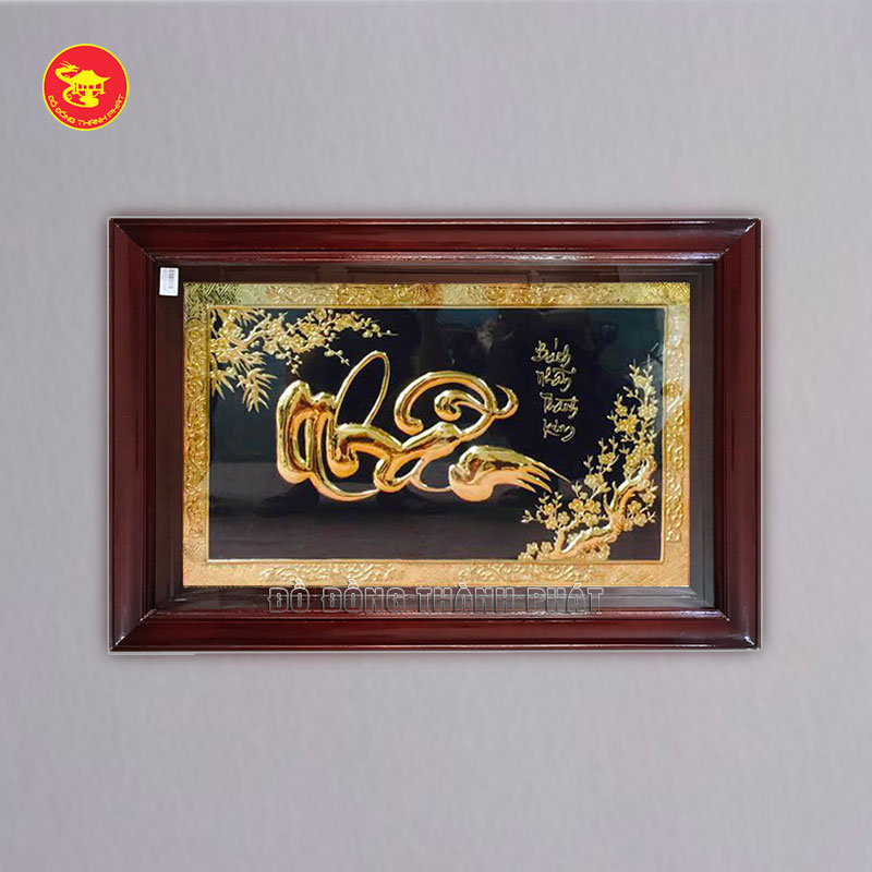 tranh chữ nhẫn thư pháp bằng đồng