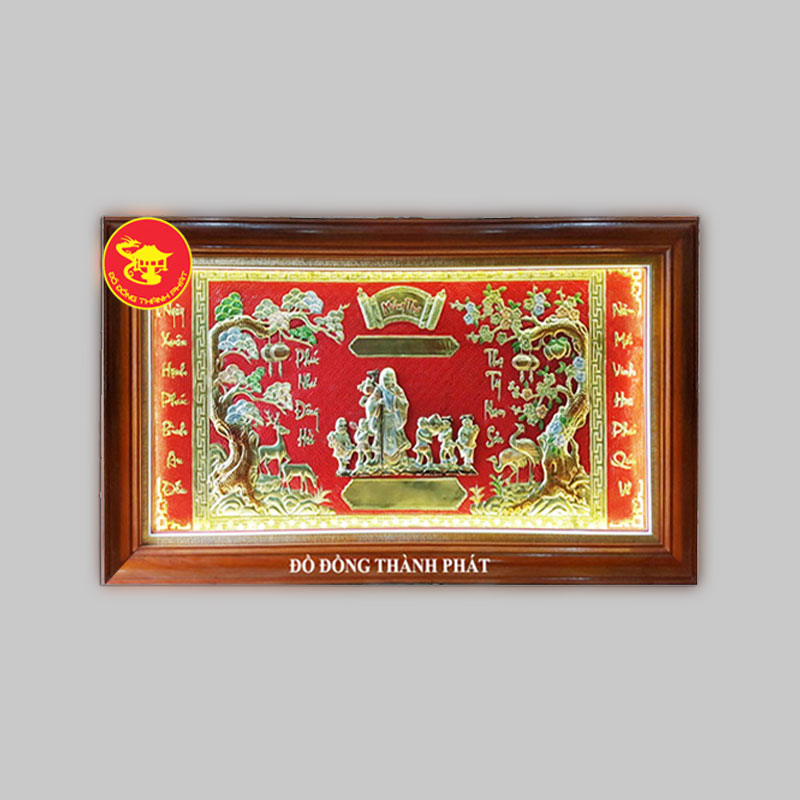 Tranh Đồng Mừng Thọ Cụ Ông ( Có Đèn Led)