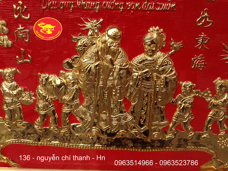 tranh mừng thọ cụ ông bà mạ vàng cùng con cháu