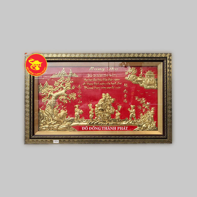 Tranh Đồng Mừng Thọ Cụ Ông ( Có Đèn Led)