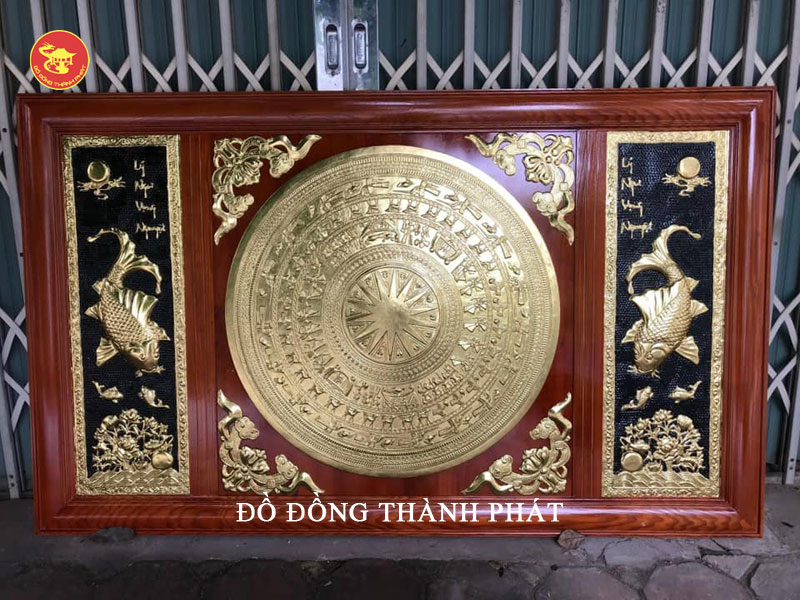 tranh mặt trống cá chép dát vàng 9999