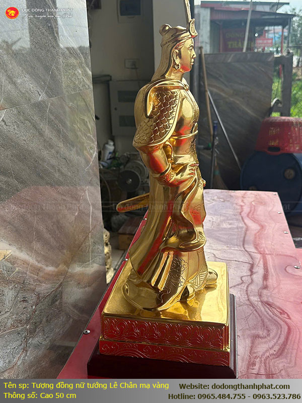 Tượng Lê Chân 50cm chế tác tại Đồ Đồng Thành Phát