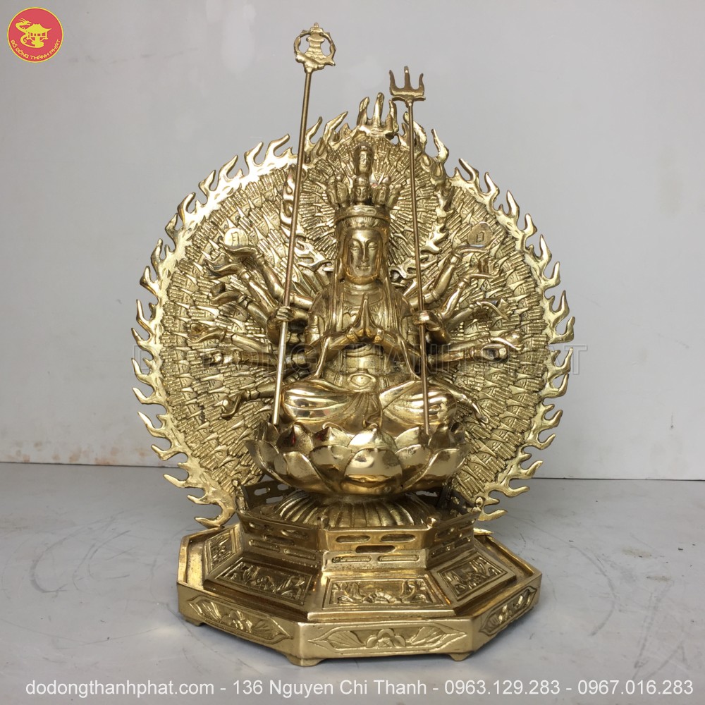 Tượng phật bằng đồng Quán Thế Âm Nghìn Mắt Nghìn Tay Cao 26 cm
