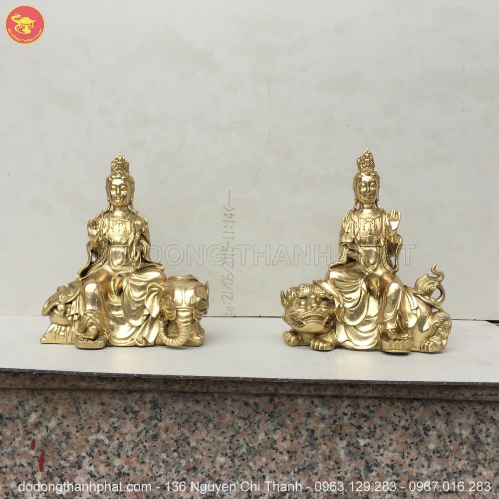 Địa chỉ bán tượng phật tát văn thù phổ hiền đồng vàng đẹp uy tín tại Hà Nội, Đà Nẵng, HCM