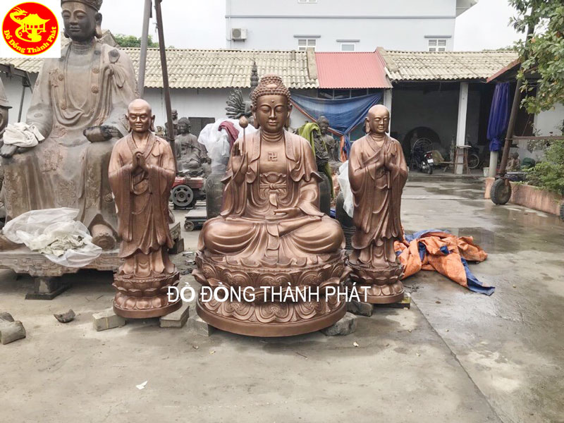 Đúc Tượng Phật Bằng Đồng Tam Tôn Tượng Phật Cao 1,97 m CHo CHùa Tại Hà Nội