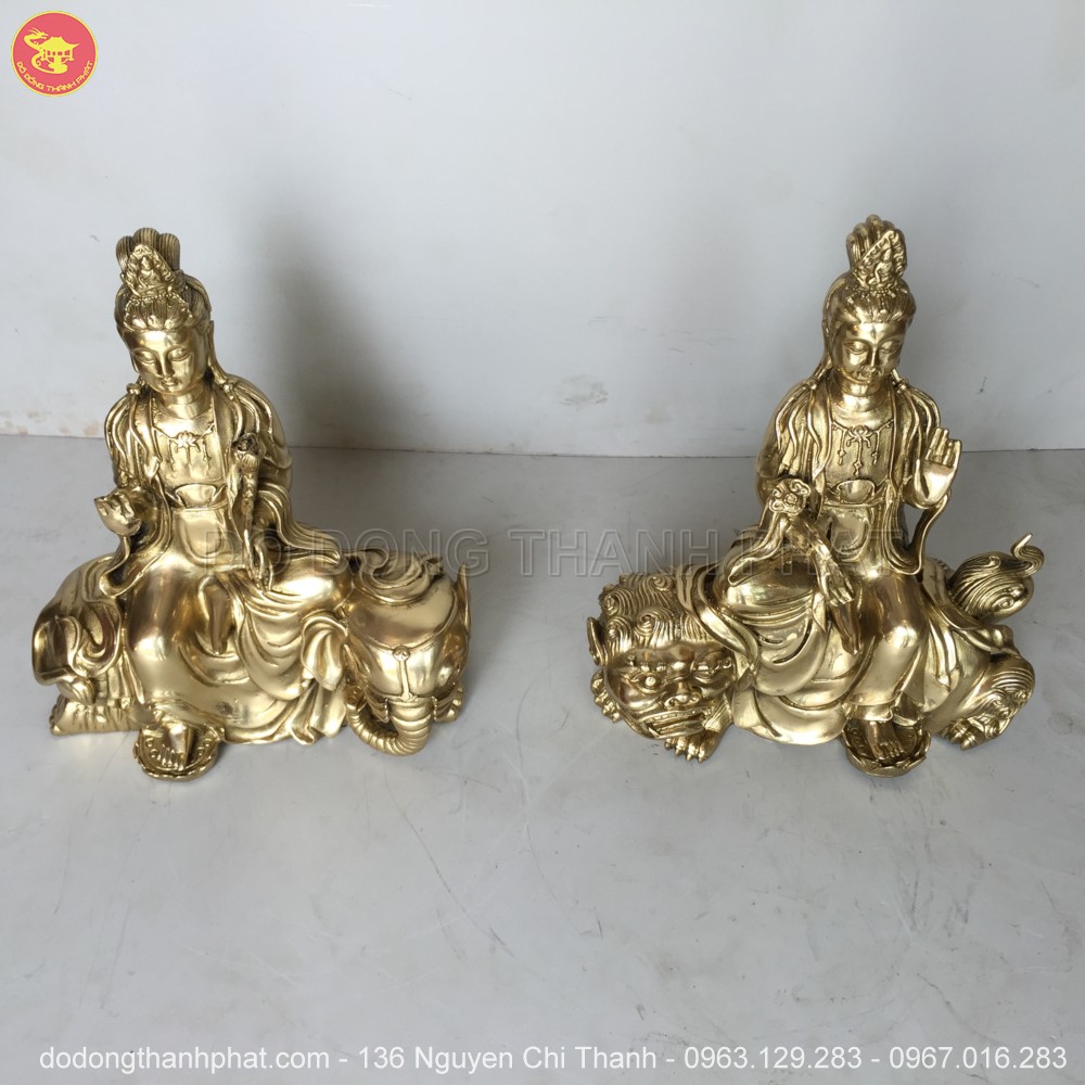 Địa chỉ bán tượng phật tát văn thù phổ hiền đồng vàng đẹp uy tín tại Hà Nội, Đà Nẵng, HCM