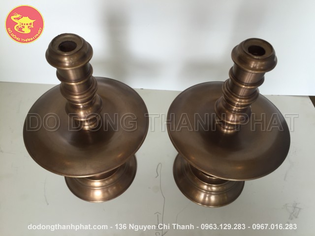 Bộ đồ thờ cúng bằng đồng tam sự đỉnh nến long phụng giả cổ đồng hun cao 50 cm