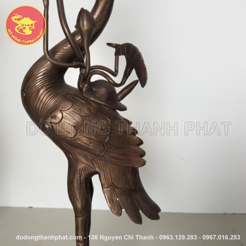 Bộ đồ thờ bằng đồng tam sự đỉnh hạc long phụng giả cổ đồng hun cao 50 cm