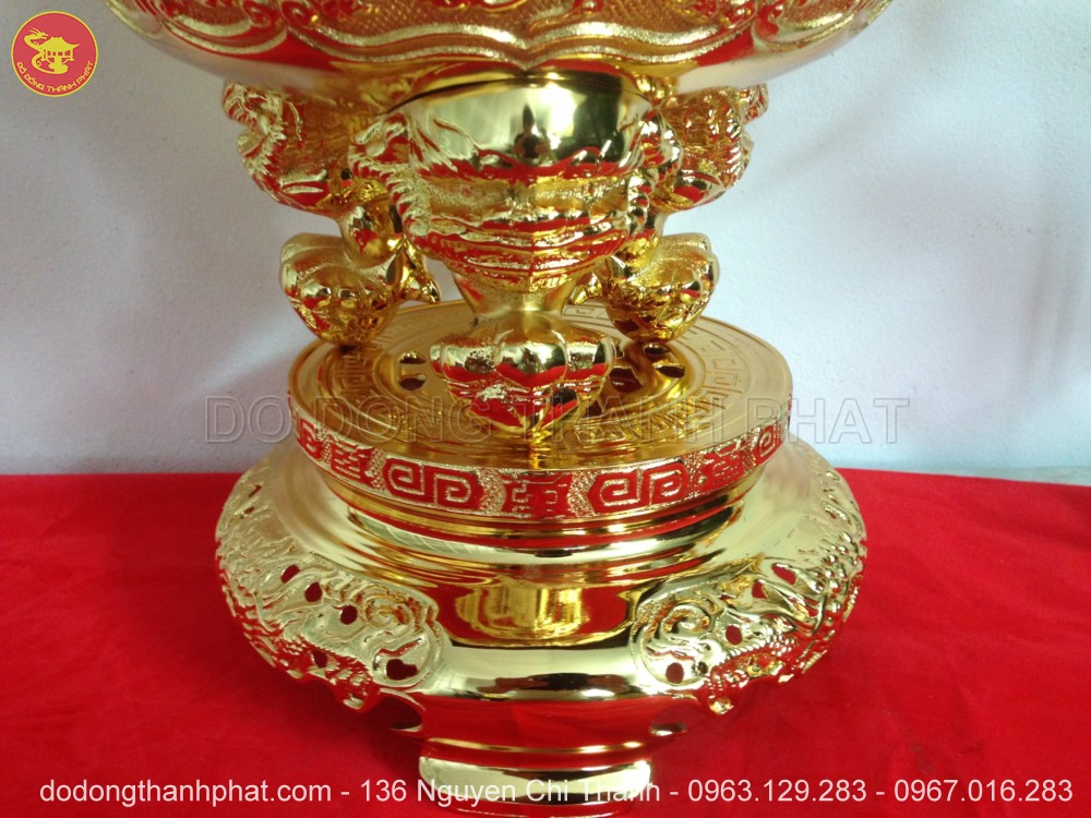 Bộ ngũ sự bằng đồng mạ vàng 24k cao 56 cm