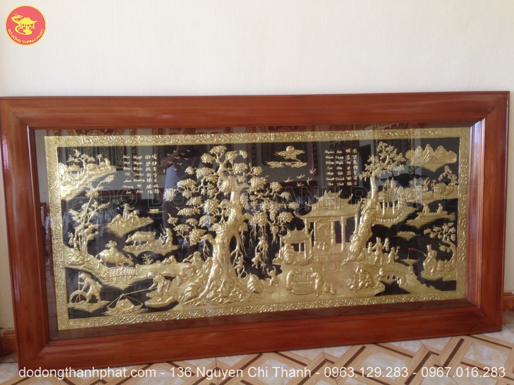 Bức Tranh Đồng Quê Đẹp Đồng vàng Dài 2,3 m rộng 1,2 m