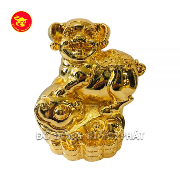 Linh vật Lợn - bộ tượng 12 con giáp bằng đồng mạ vàng