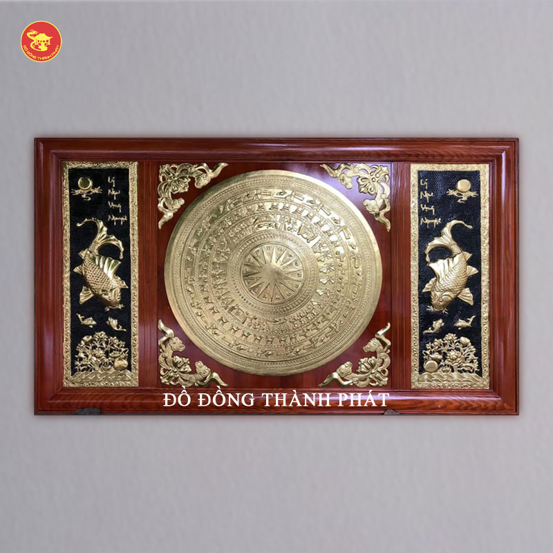 tranh mặt trống cá chép dát vàng 9999