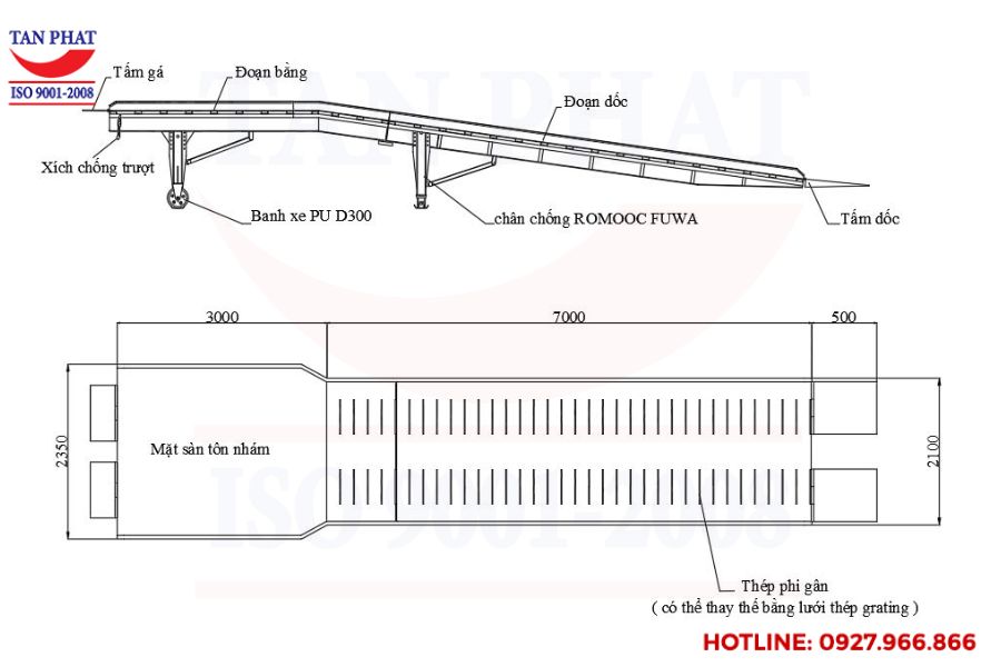 Bản vẽ cầu dẫn xe nâng lên container tiêu chuẩn