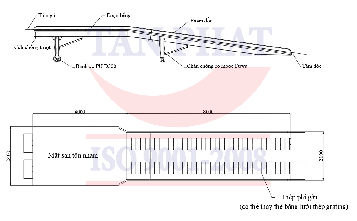 Bản vẽ cầu dẫn xe nâng lên container