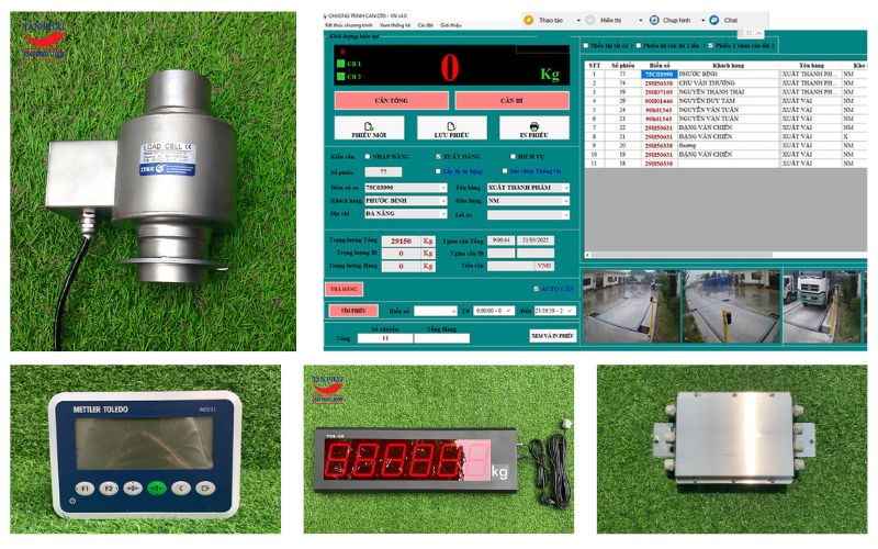 Bộ thiết bị cân 40 tấn có loadcell Zemic BM14G kết hợp với các thiết bị sản xuất bởi hãng Mettler Toledo và Keli (China)