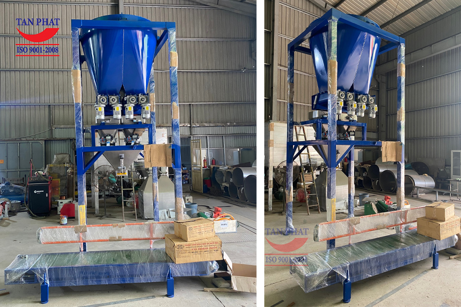 Cân đóng bao định lượng vít tải 2 phễu - Hệ thống khung cơ khí được gia công bền bỉ vững chắc, cho khả năng chịu lực tốt, hoạt động bền bỉ trong thời gian lâu dài.