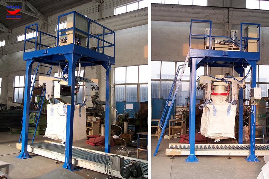 Hình ảnh hệ thống cân đóng bao jumbo đang được lắp đặt hoàn thiện tại nhà máy cơ khí Công ty Tân Phát tại Cụm dân cư Duyên Linh, phương Duy Tân, thị xã Kinh Môn, Hải Dương.