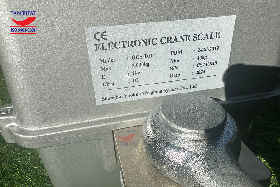 Thông số kỹ thuật trên sản phẩm cân treo 5 tấn OCS-DD