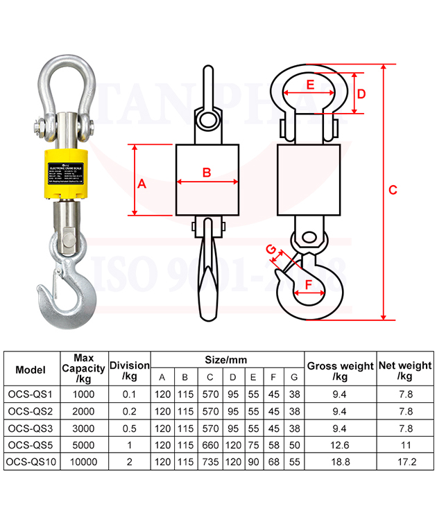 Bản vẽ cơ khí cân treo in phiếu OCS QS1