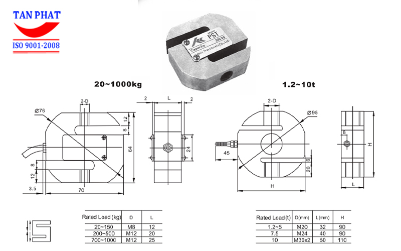 Bản vẽ kỹ thuật loadcell PST chính hãng keli