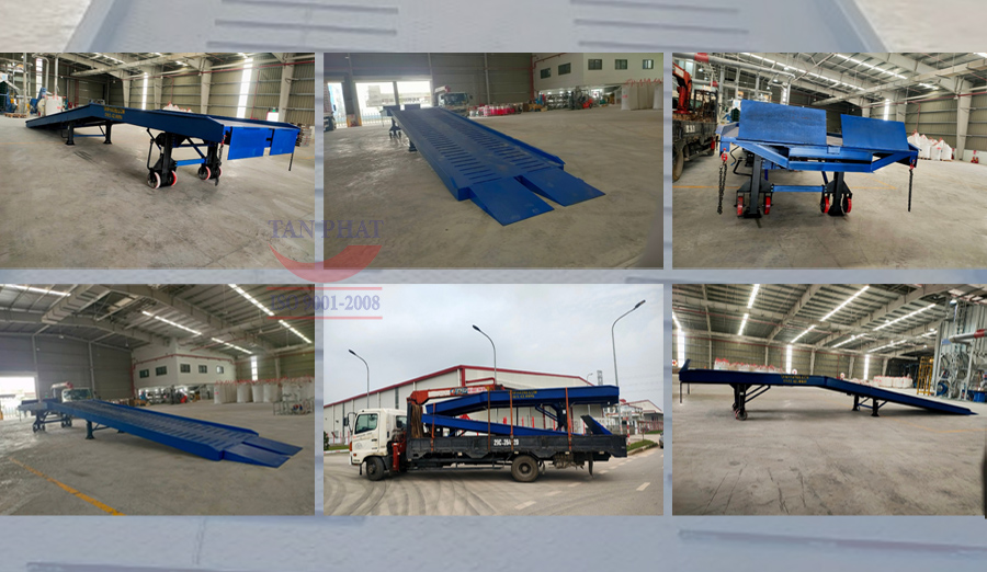 Cầu xe nâng mặt sàn phi gân chống trượt do Tân Phát sản xuất trực tiếp.