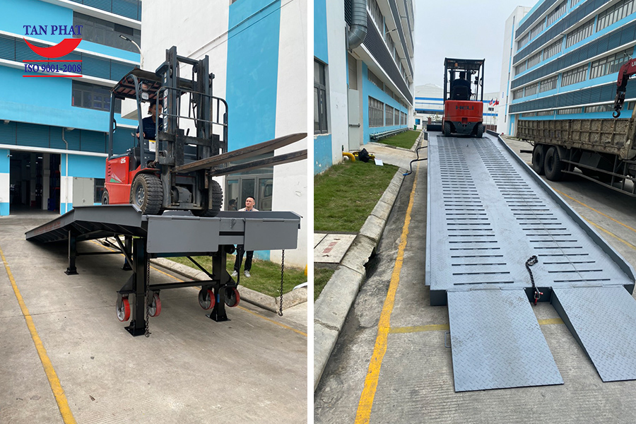 Cầu xe nâng 12 tấn kích thước 13m x 2.4m chống trượt bằng thép phi gân xoắn, bàn giao tại An Dương, Hải Phòng.