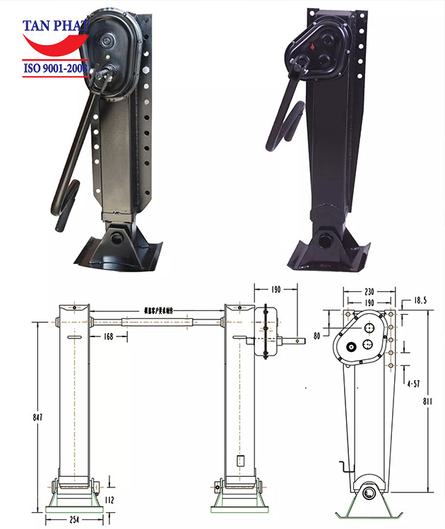Bản vẽ cơ khí chân chống rơ mooc Fuwa, nhập khẩu chính hãng bởi Tân Phát, bảo hành 12 tháng.