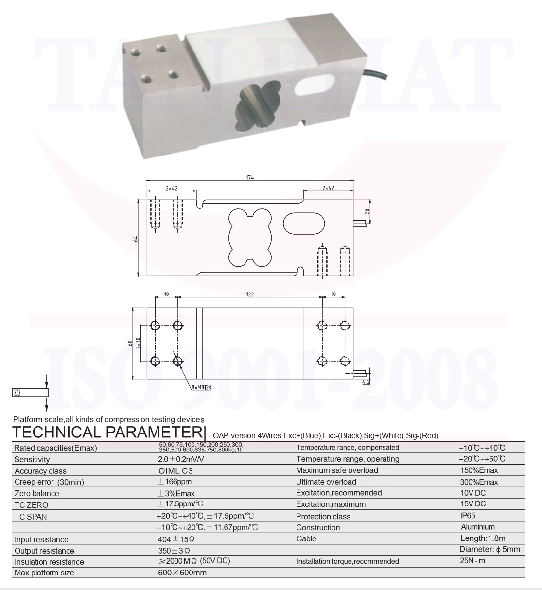 Datasheet loadcell UDA Keli