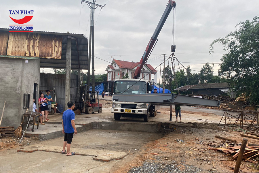 Hình ảnh lắp đặt trạm cân 100 tấn dài 16m tại Phú Thọ.