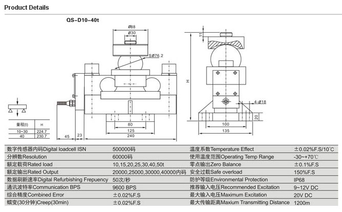 Bản vẽ cơ khí loadcell qs-d do nhà sản xuất Keli cung cấp.