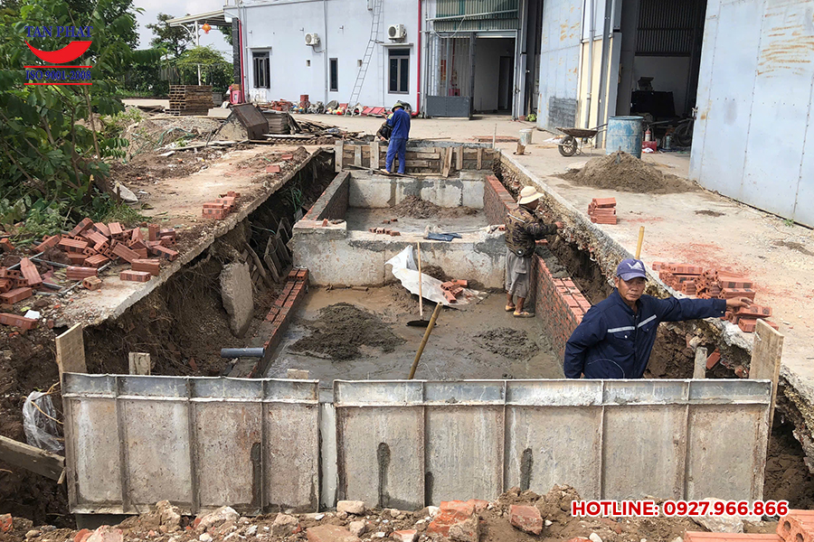 Thi công móng trạm cân điện tử 60 tấn tại Thái Bình