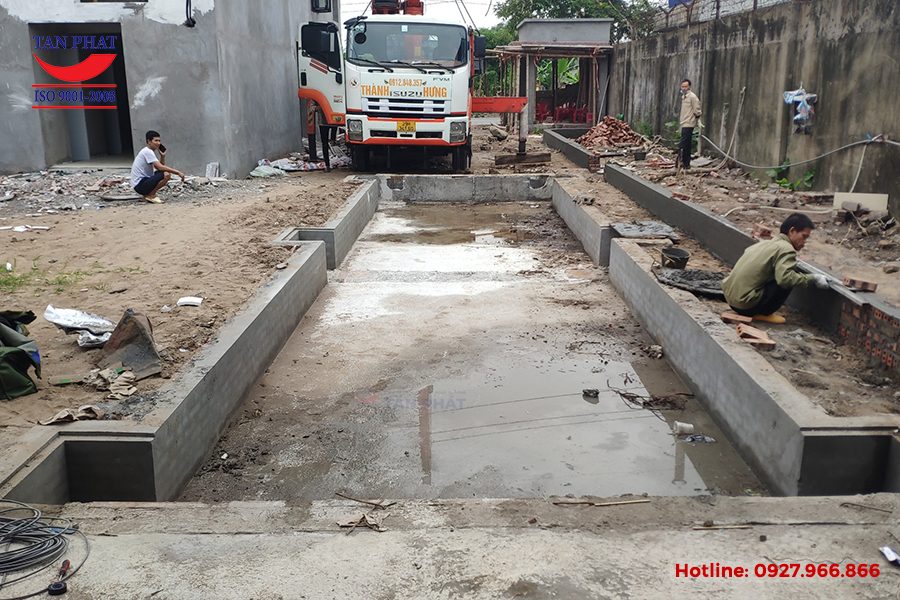 Hình ảnh móng trạm cân điện tử 60 tấn 12mx3m tại Thái Bình.