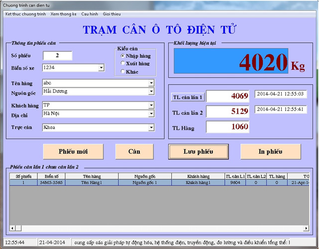 Phần mềm cân điện tử 150 tấn