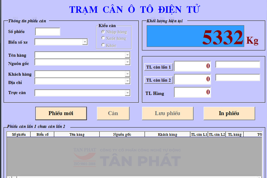 Phần mềm quản lý trạm cân điện tử 18x3m - 60 tấn
