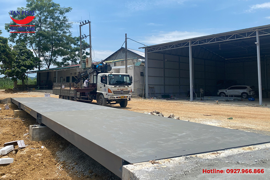 Trạm cân điện tử 100 tấn lắp đặt kiểu nổi tại KCN Tiên Sơn, Bắc Ninh (xem chi tiết)