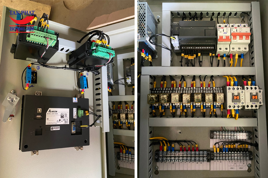 Tủ điện điều khiển hệ thống cân đóng bao định lượng vít tải (2 phễu chứa).