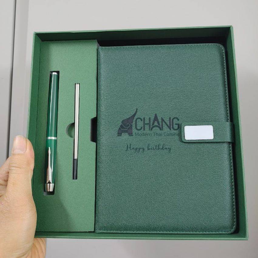 Sổ tay bìa da A5 200 trang kèm bút ký cao cấp