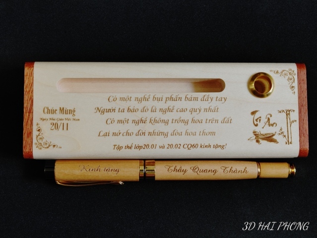 Hộp bút gỗ khắc tên -quà tặng Thầy Cô 20/11