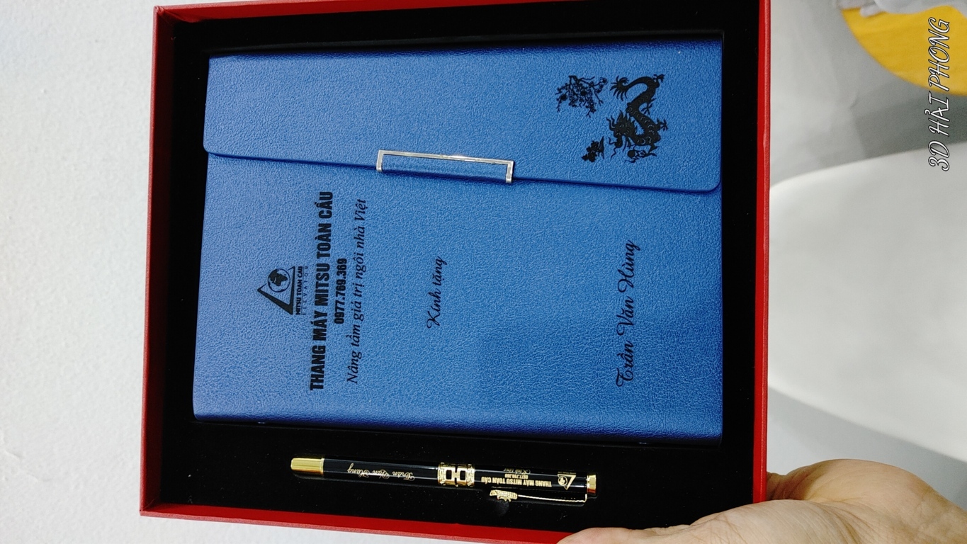 Set quà tặng Sổ bìa da cao cấp, bút ký khắc laser theo yêu cầu