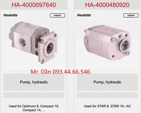 Bơm thủy lực xe nâng người haulotte 0920