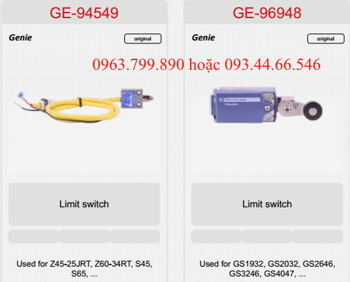 GIỚI HẠN HÀNH TRÌNH XE NÂNG NGƯỜI GENIE GE-94549, GE-96948