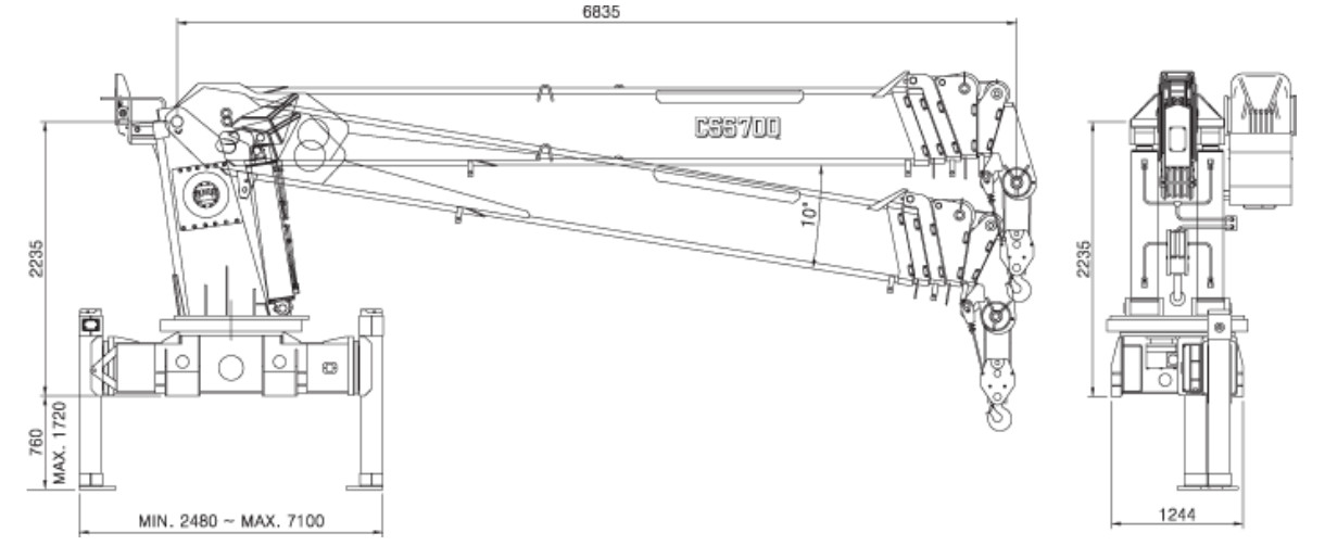 Kích thước cẩu tự hành 19 tấn CSS700