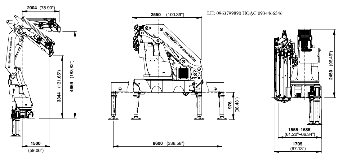 kích thước cẩu gấp khúc robot pk 65002